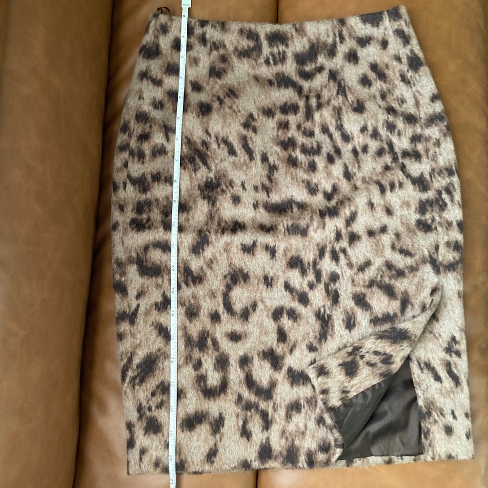 MOSCHINO AUTHENTIC Leopard Print Pencil Skirt Woman’s US4 Made in Italy Angora - Picture 6 of 9